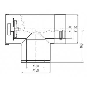 Adapter Junkers Trójnik dwuścienny z deklem 100/150