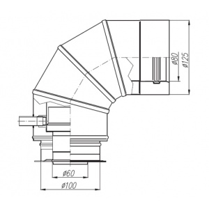 Adapter Immergas 60/100 - 80/125 kolankowy 90° z redukcją i odskraplaczem