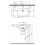 Umywalka asymetryczna STYLE 65 cm z przelewem