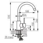 Bateria FERRO Lugio Black zlewozmywakowa stojąca