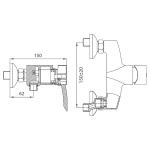 Bateria Ferro Modena natrysk ścienny