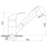Bateria FERRO zlewozmywakowa stojąca z wyciąganym natryskiem VASTO