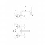 Bateria ścienna Hydroland RETRO wylewka górna