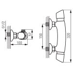 Bateria termostatyczna natryskowa z przyłączem górnym Metalia 57