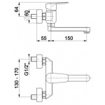 Bateria umywalkowa ścienna German 4510-810-00
