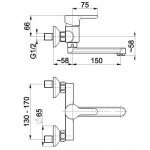 Bateria umywalkowa ścienna Granat 5520-810-00