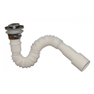 Syfon elastyczny zlewu 1 komora z korkiem Klik-Klak