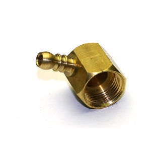 Nypel mosiężny kątowy z końcówką na wąż gazowy