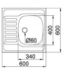 Pyramis INTL 60 x 60 1B1D - Ociekacz od strony lewej