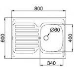 Pyramis INTL 80 x 60 1B1D - Ociekacz od strony prawej