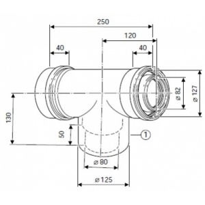Trójnik powietrzno-spalinowy 90 st. z rewizją<br>kod:  7 719 002 769