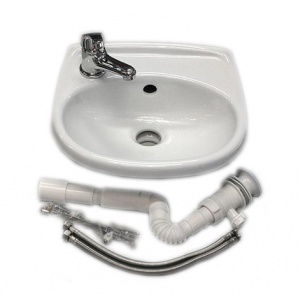 Umywalka ECO 35x30cm + bateria+ korek automatyczny + syfon