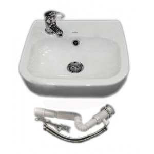 Umywalka FACILE 40x36cm + bateria+ korek automatyczny + syfon