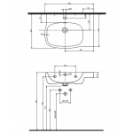 Umywalka asymetryczna STYLE 65 cm z przelewem