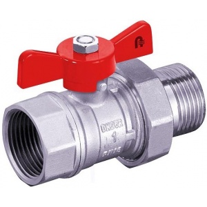 Zawór kulowy z motylkiem i śrubunkiem